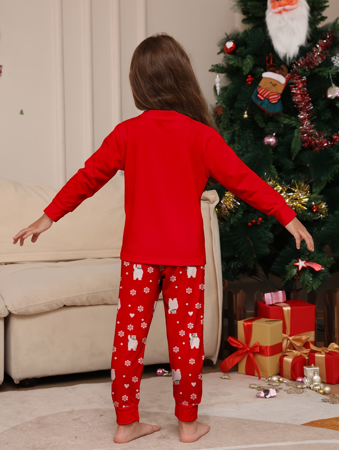 Adorable Family Matching Polar Bear Snowflake Print Christmas Underwear Set