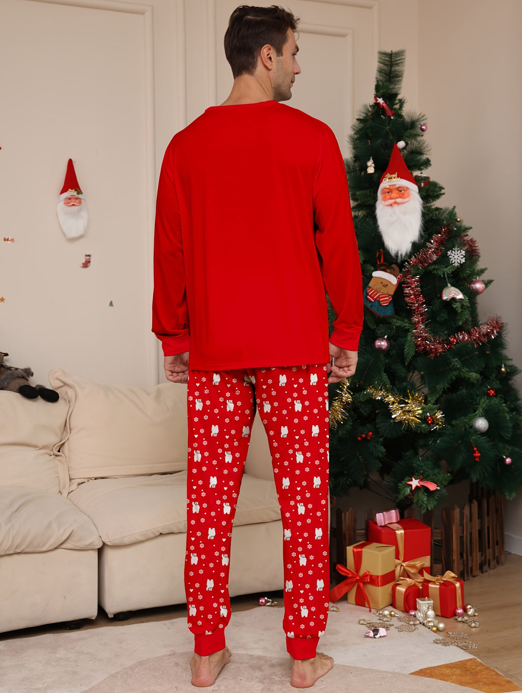 Adorable Family Matching Polar Bear Snowflake Print Christmas Underwear Set