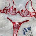 Sexy Floral Embroidered Lingerie Set – Mesh Color-Blocked Underwire Design
