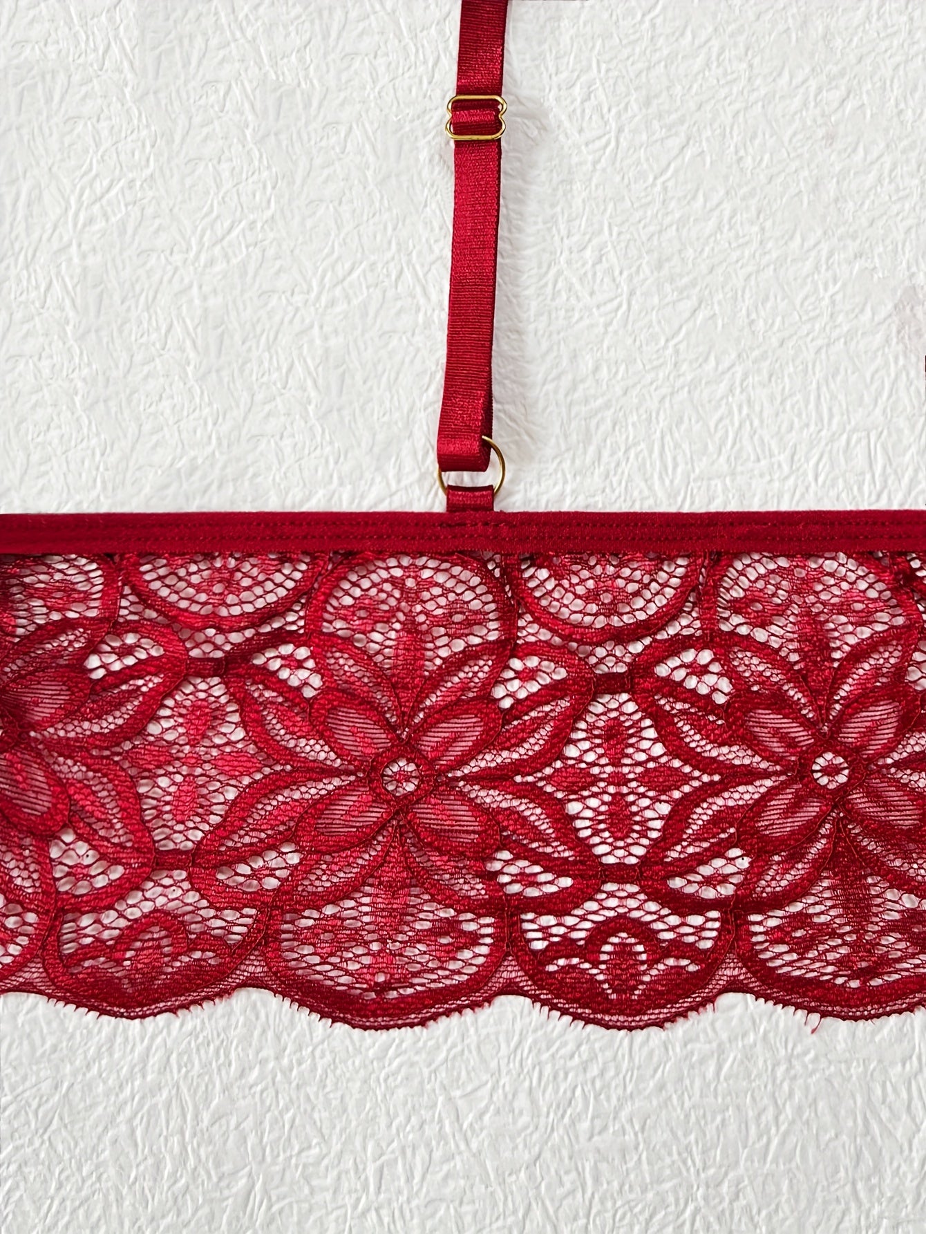 Deep V Lace & Satin Lingerie Set – Sexy Patchwork Underwear for Women