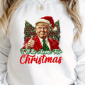 Women’s Cozy Christmas Sweater "I’ll Be Home For Christmas" Trump– Casual Crew Neck Pullover