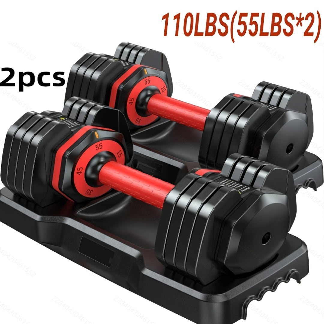 Adjustable Dumbbell Set 110lbs/50lbs – 5-in-1 Non-Slip Weight Set for Home Gym