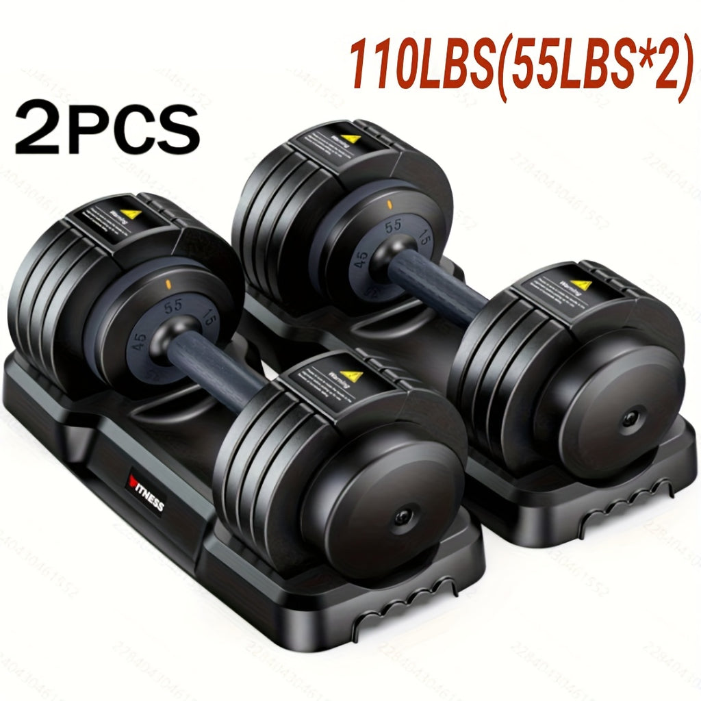 Adjustable Dumbbell Set 110lbs/50lbs – 5-in-1 Non-Slip Weight Set for Home Gym