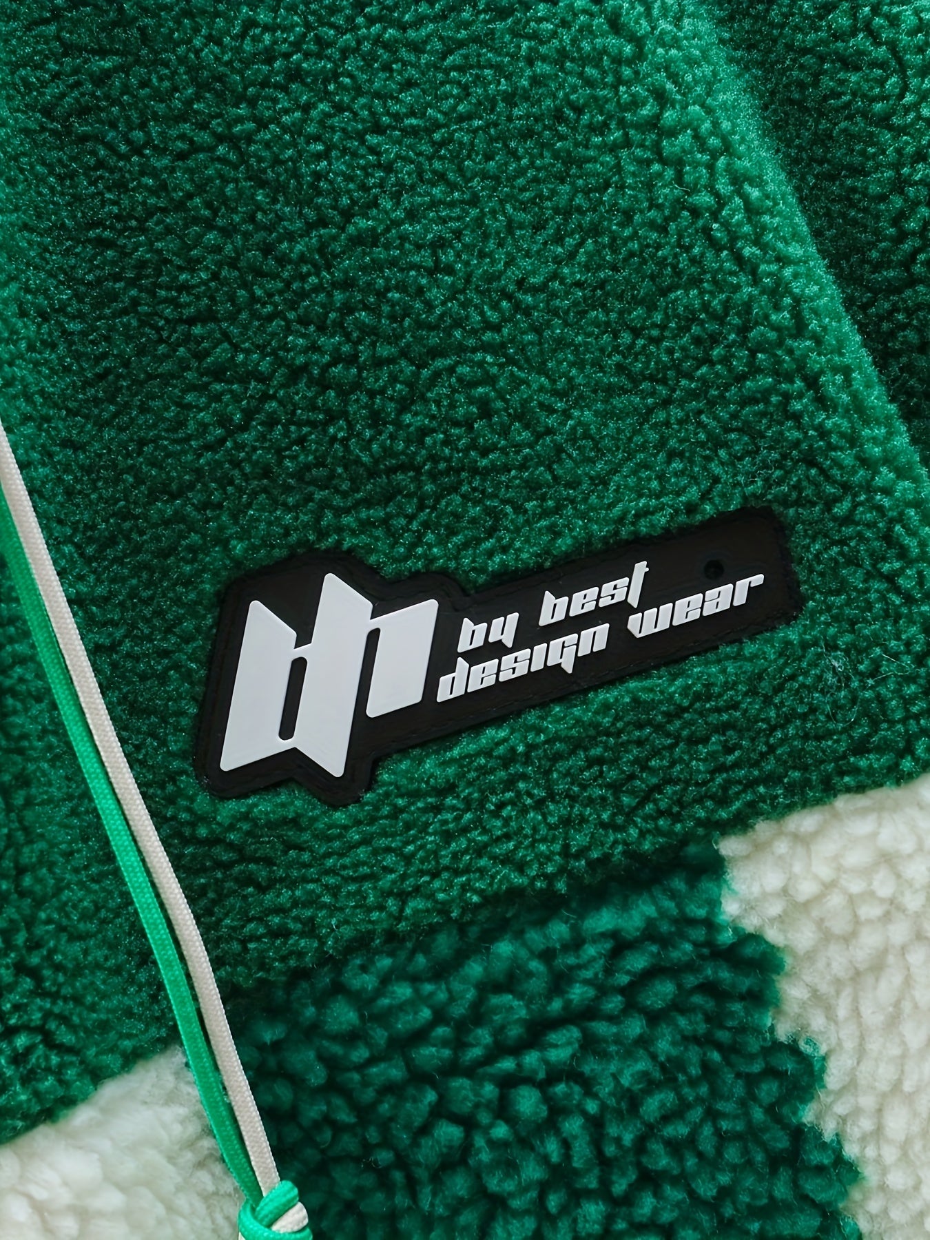 Men’s Blue & White Checkered Plush Winter Coat – Hooded Zip-Up Jacket