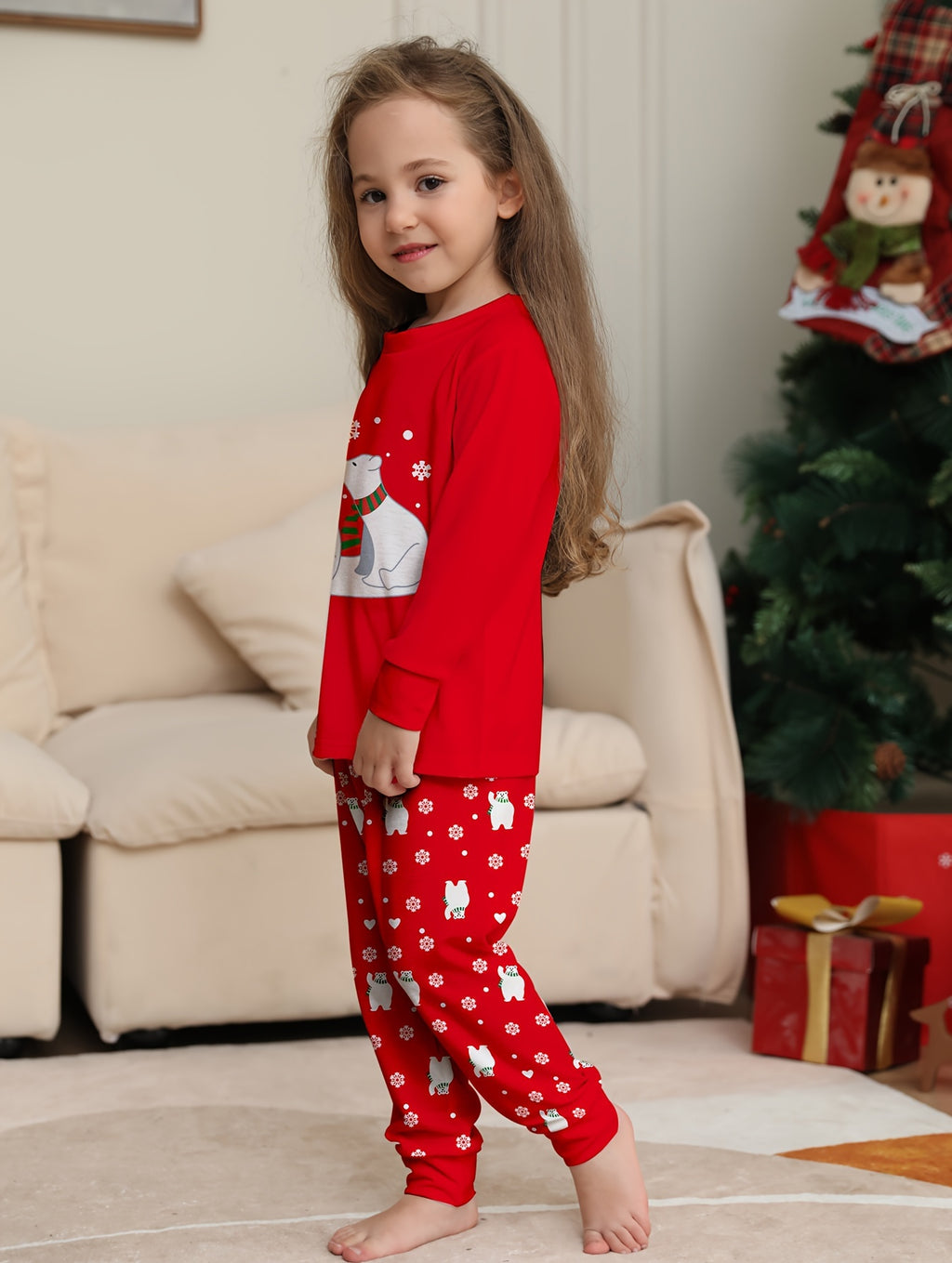 Adorable Family Matching Polar Bear Snowflake Print Christmas Underwear Set