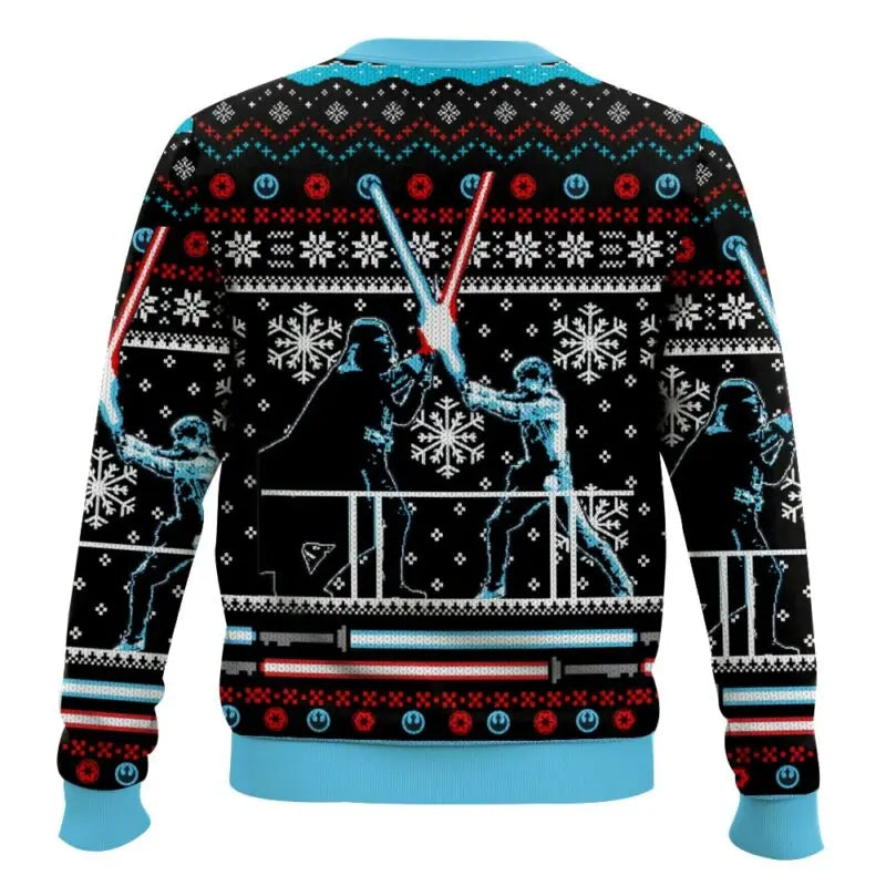 Lightsaber Duel Ugly Christmas Sweater – Funny Holiday Pullover for Men