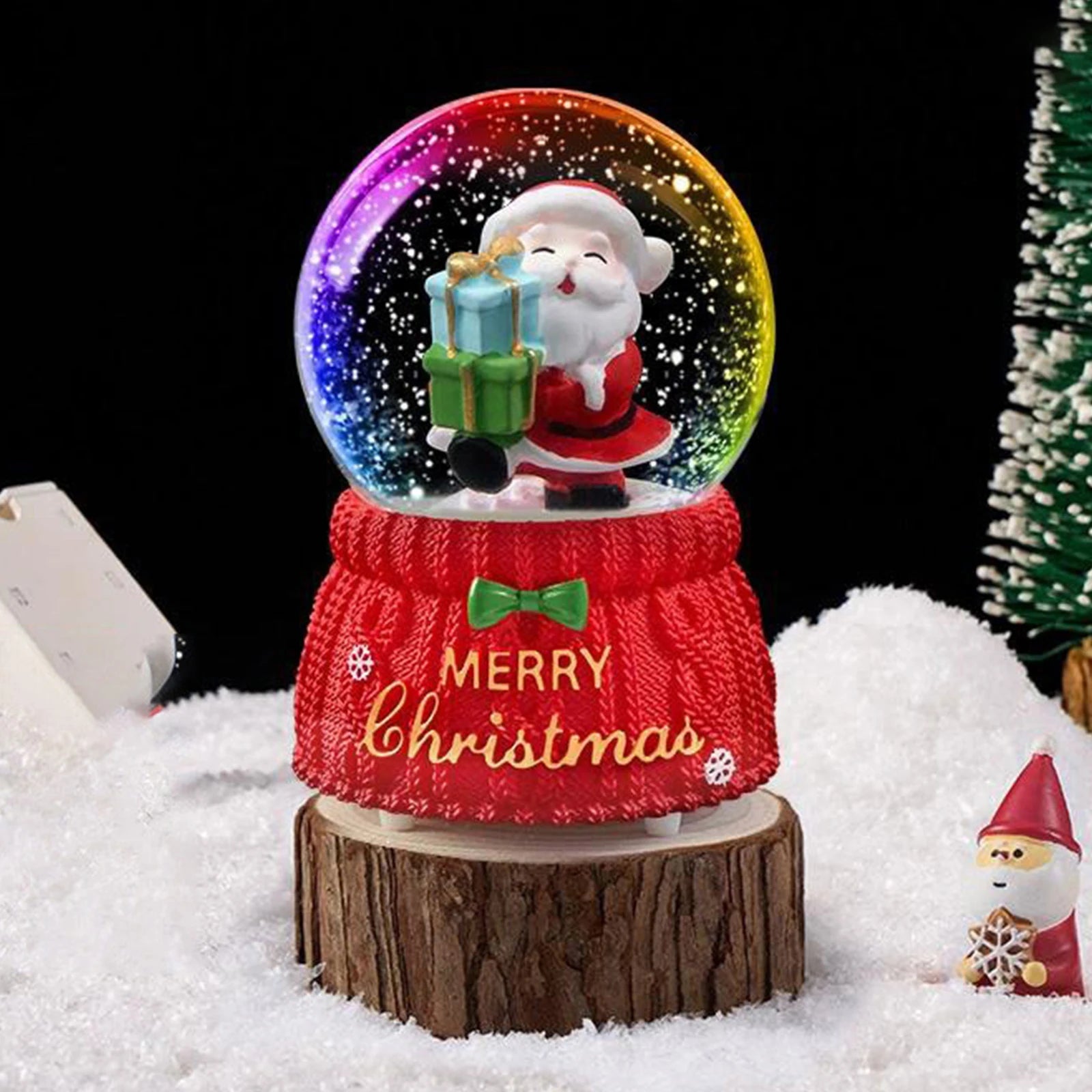 Christmas Snow Globe with 7-Color Lights & Music – Santa Musical Resin Decoration