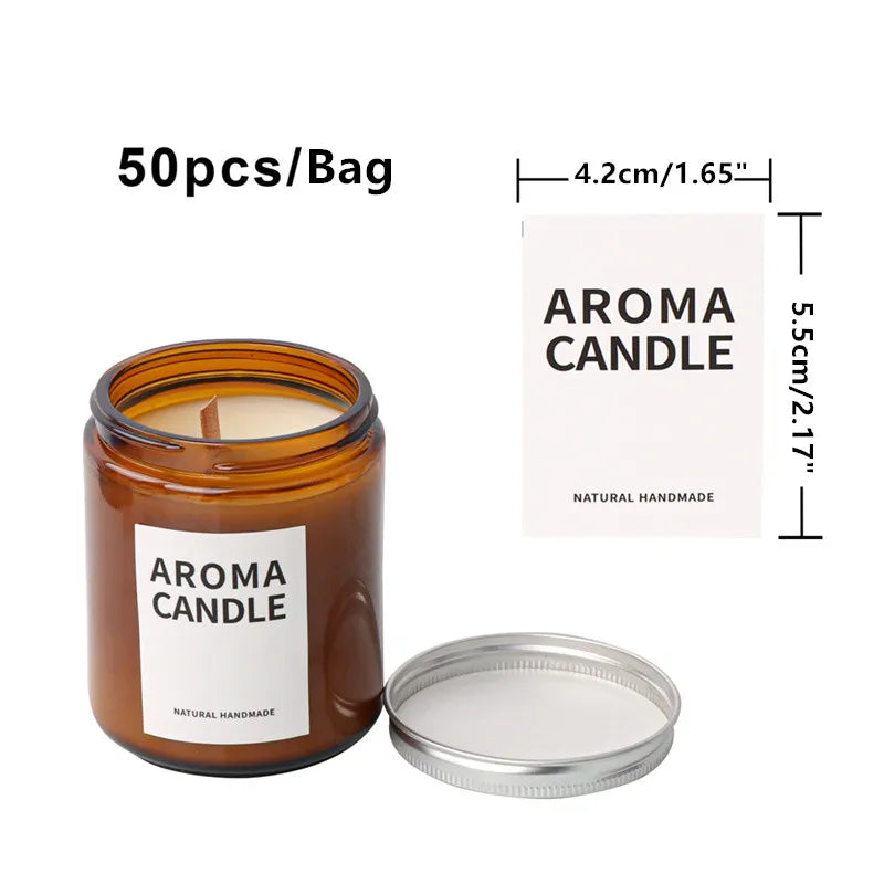 Self-Adhesive Candle Packaging Labels – Gift Box & Warning Seal Stickers