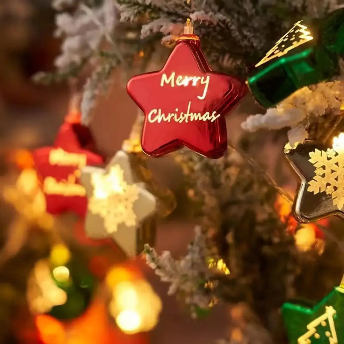 LED Cartoon Snowman & Star Christmas String Lights – Holiday Decor