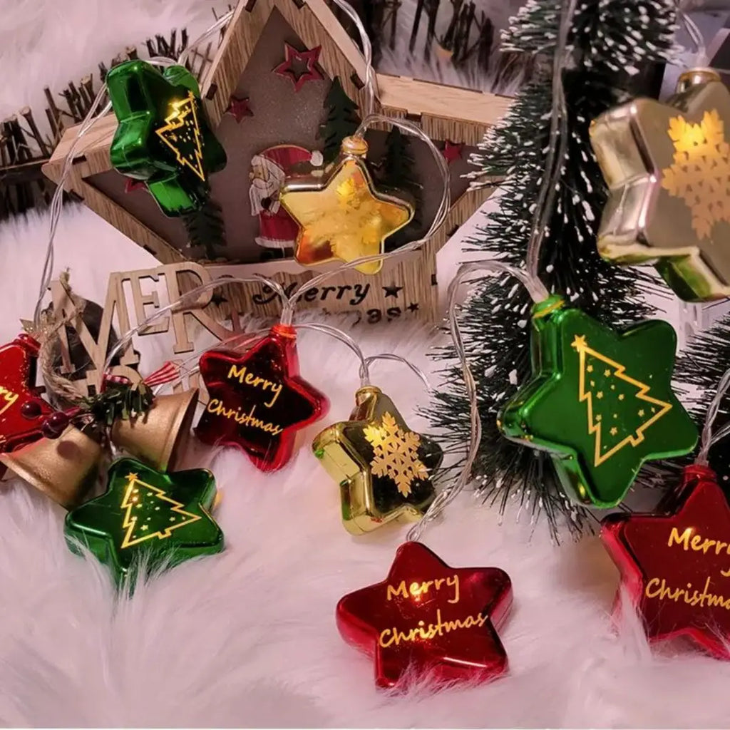 LED Cartoon Snowman & Star Christmas String Lights – Holiday Decor