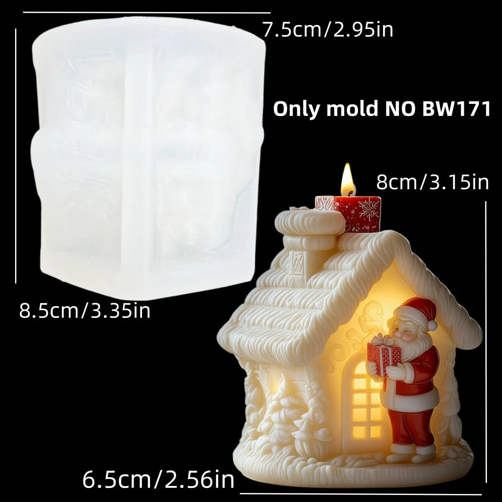 Christmas House Candle Mold – Santa Claus on Roof Silicone Mold