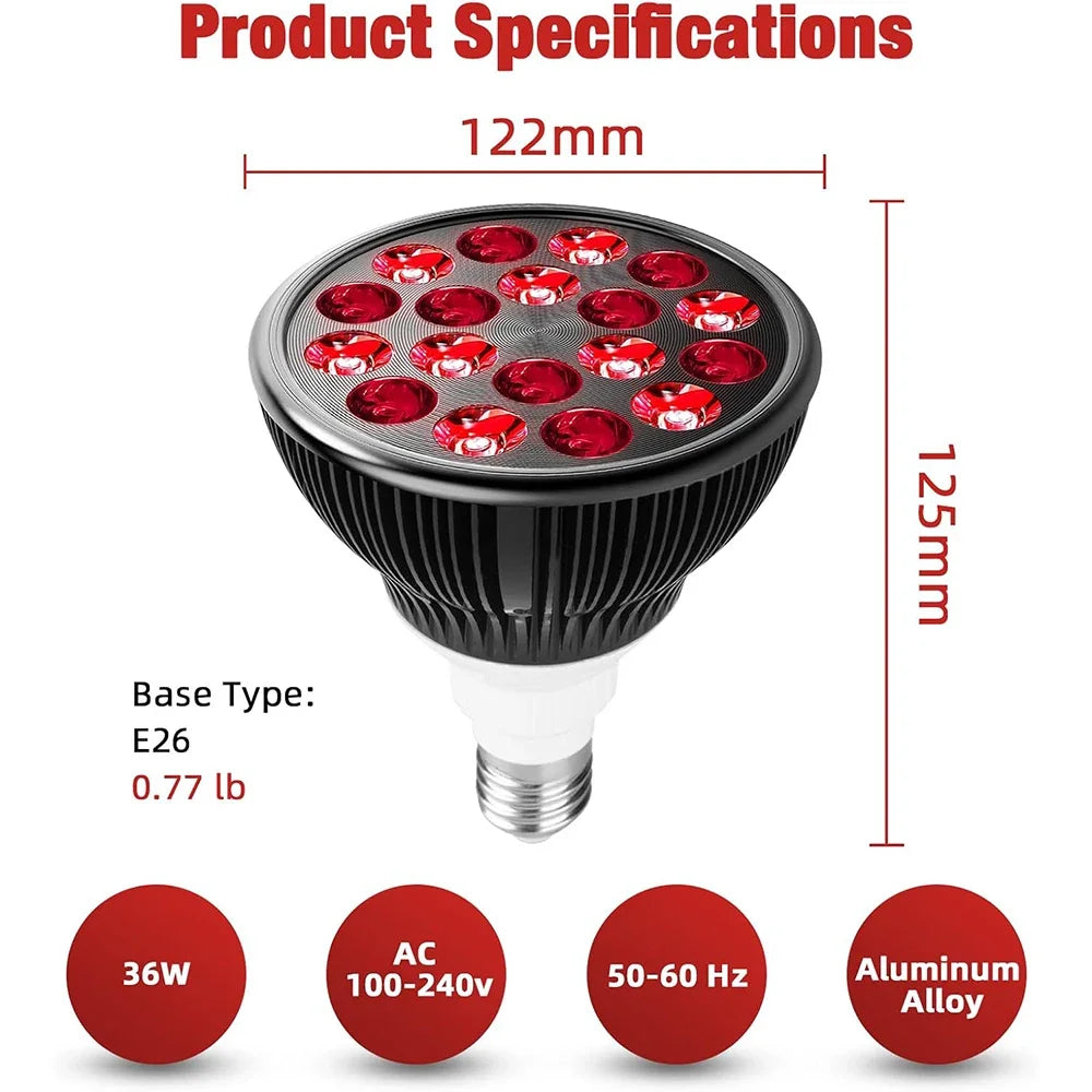 54W Red Light Therapy Lamp – 660nm & 850nm Infrared for Skin & Pain Relief