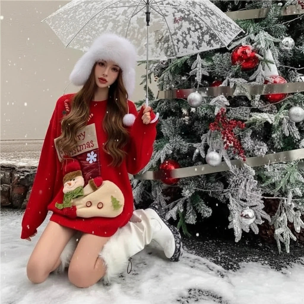 Women's Kawaii Christmas Sweater – Soft Knit Winter Pullover