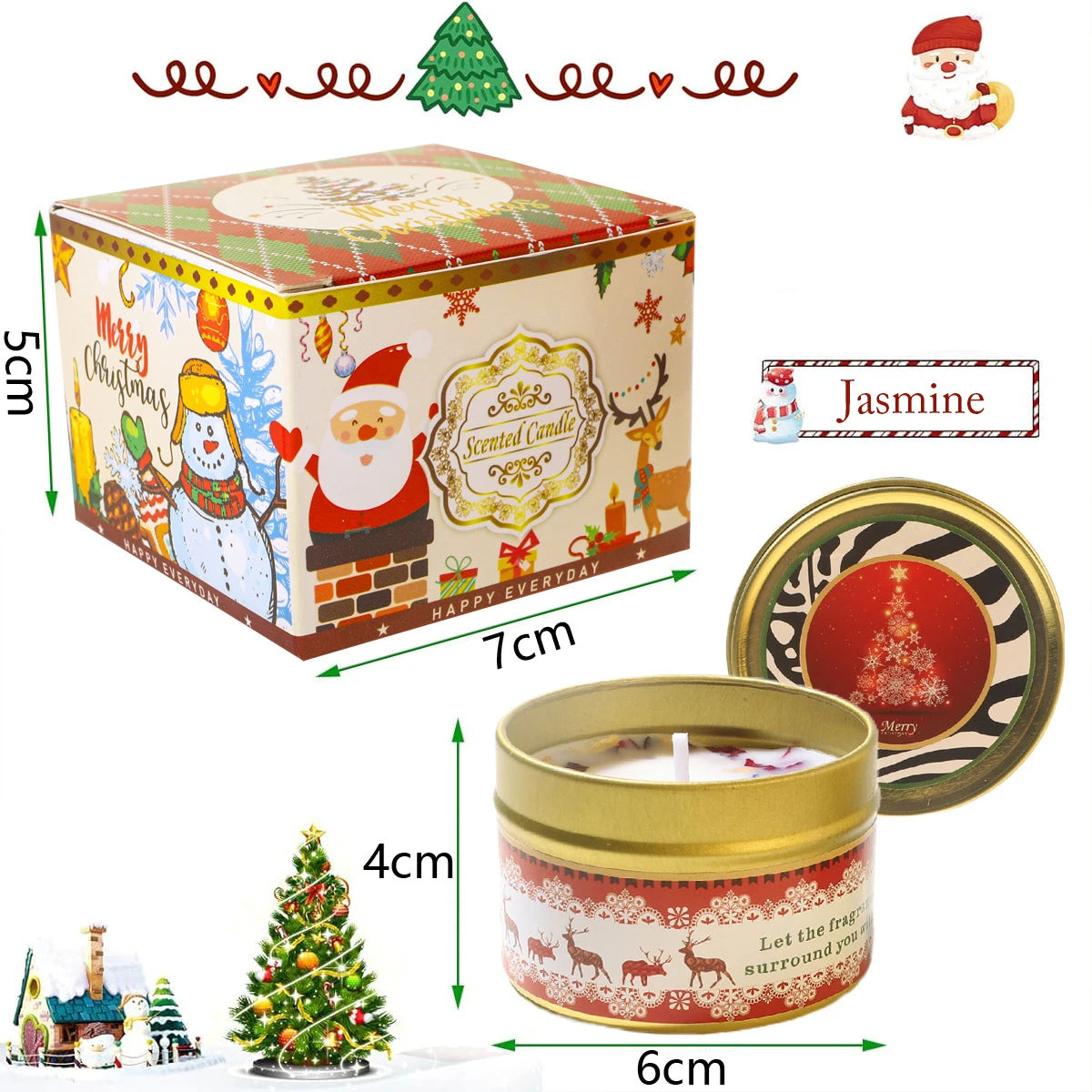 Christmas Scented Candle Gift Set – Aromatherapy Soy Wax with Dried Flowers