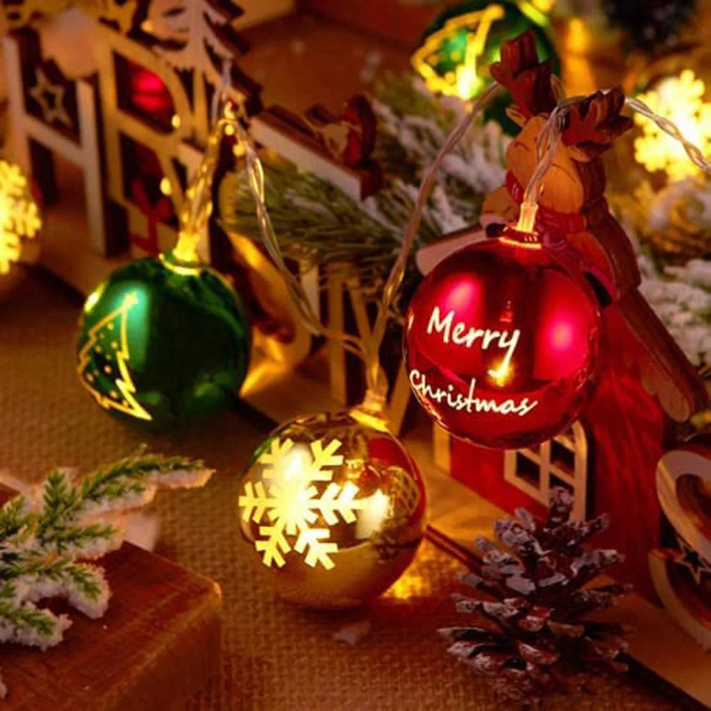 Multicolor Christmas Ball Ornament Lights – Festive LED Tree & Table Decoration