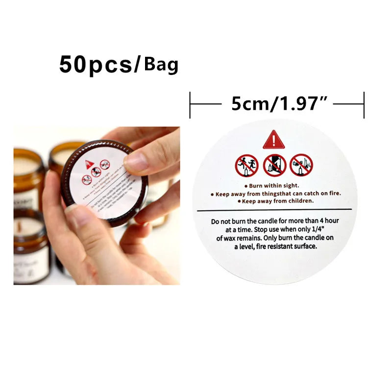 Self-Adhesive Candle Packaging Labels – Gift Box & Warning Seal Stickers
