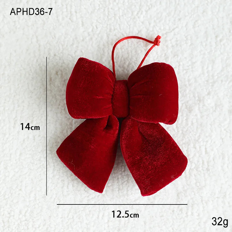 Christmas Bow Decoration – Velvet Red Bow Knot Baubles