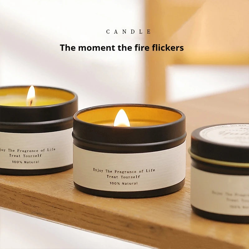 Black Tin Can Scented Candle with Wooden Wick – Classic Aromatic Home Decor