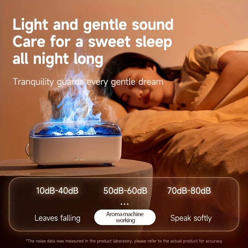 Simulated Flame Aroma Diffuser – LED Air Humidifier with Timer