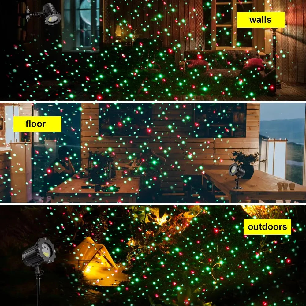 Christmas Projector Light Outdoor – Red & Green Star Shower Laser Garden Lights for Holiday Decoration