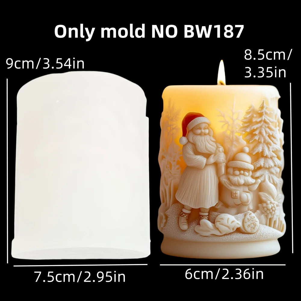 Christmas House Candle Mold – Santa Claus on Roof Silicone Mold