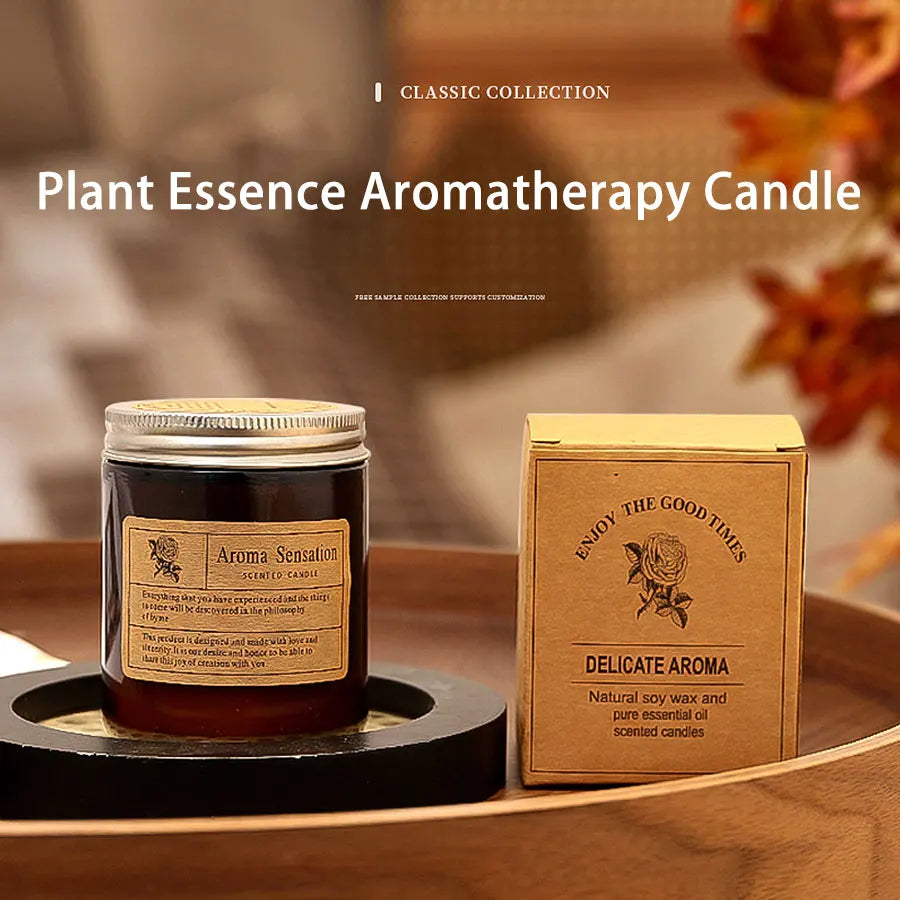 Brown Glass Aromatherapy Candle – Smokeless Scented Candle for Home & Gift