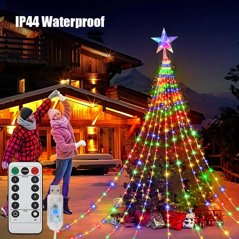 Waterproof LED Christmas Tree Lights – 8-Mode USB Fairy String for Indoor & Outdoor Decor