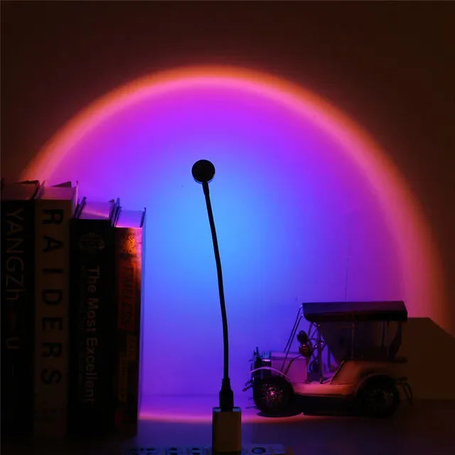 USB Sunset Projection Lamp – Rainbow Atmosphere Night Light for Photography & Decor