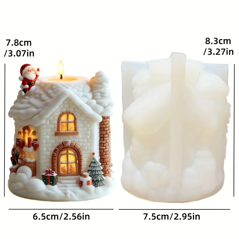 Christmas House Candle Mold – Santa Claus on Roof Silicone Mold