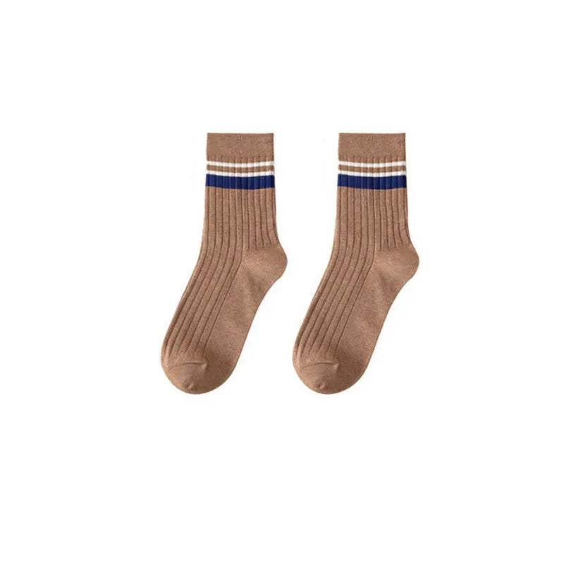 Men’s Striped Cotton Socks – Retro Harajuku Style Casual Spring Socks