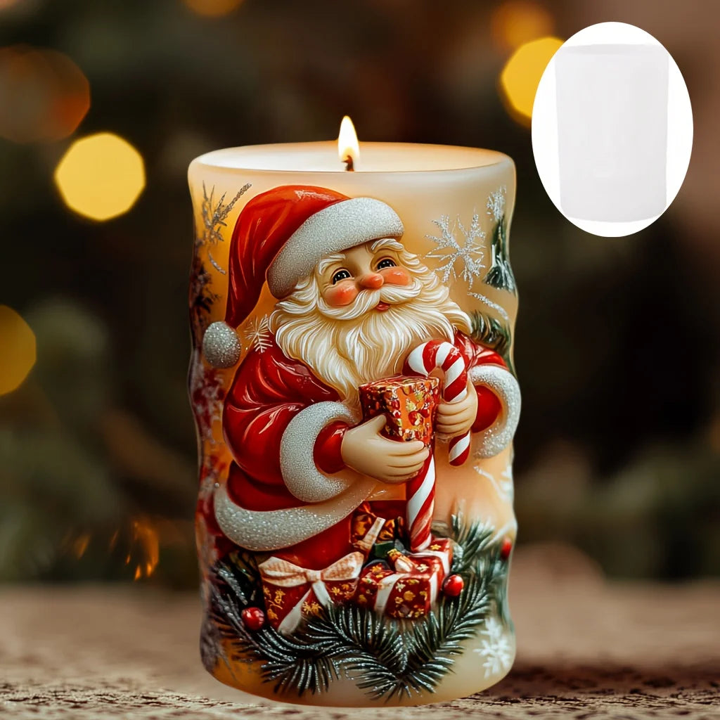 Christmas House Candle Mold – Santa Claus on Roof Silicone Mold