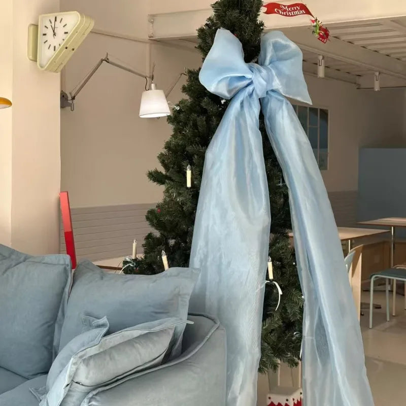 Large Christmas Tree Lace Bow – Satin Bowknot Ornament for DIY Decor