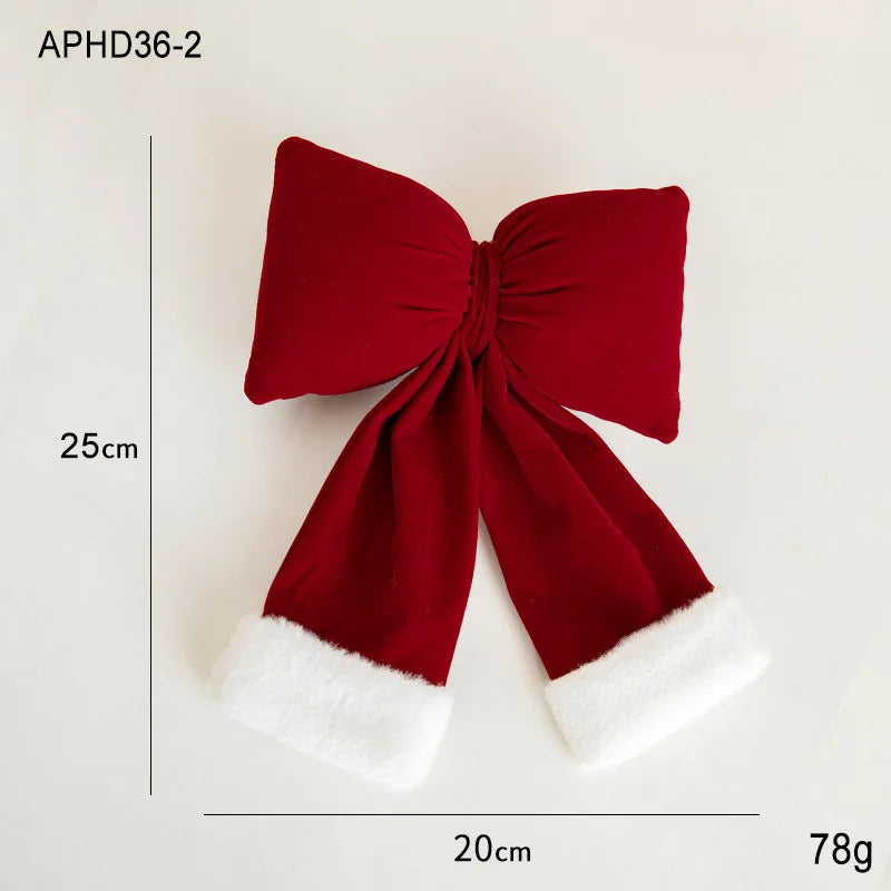 Christmas Bow Decoration – Velvet Red Bow Knot Baubles