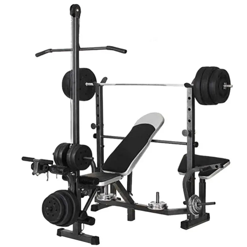 Adjustable Weightlifting Bench Press & Squat Rack – Home Gym Equipment