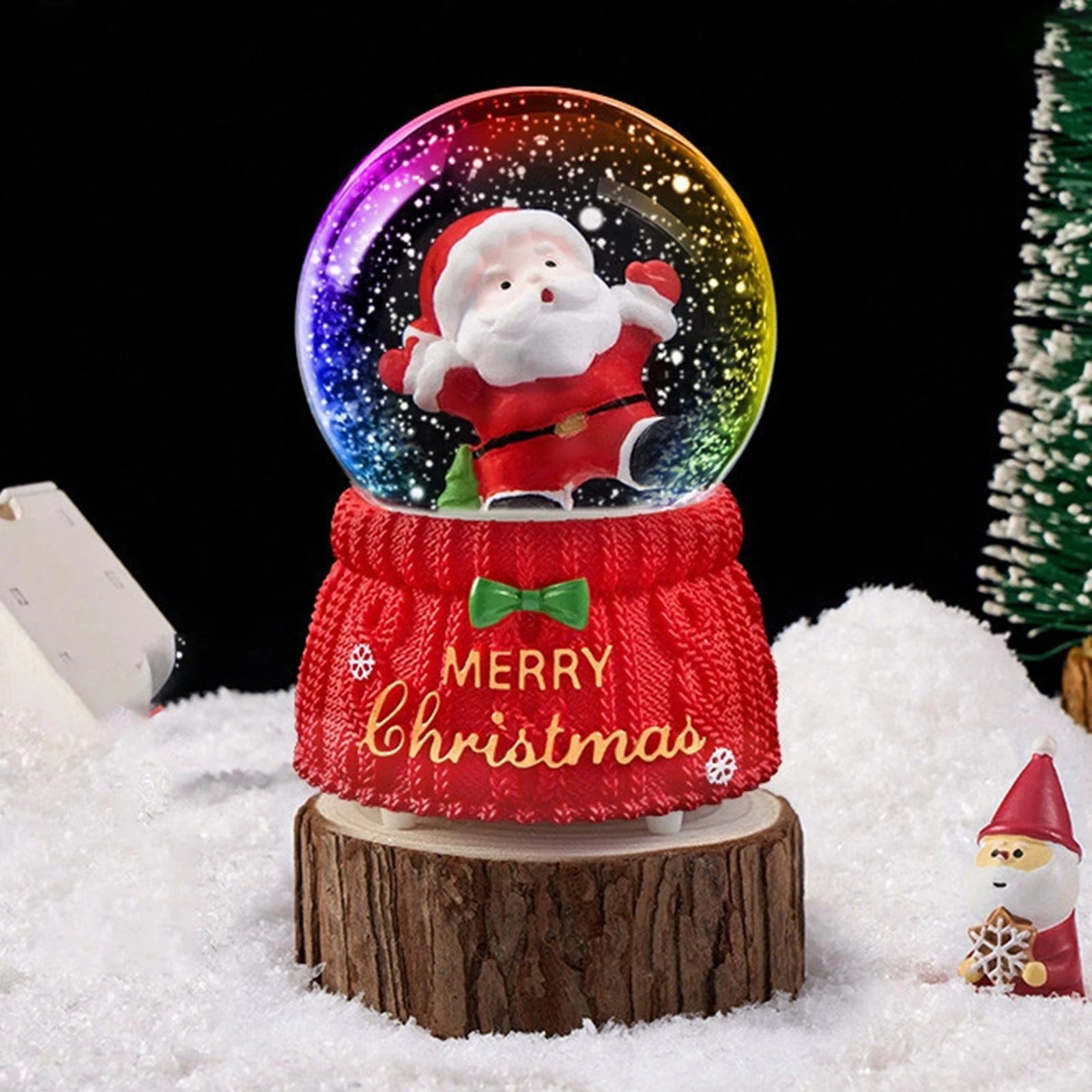 Christmas Snow Globe with 7-Color Lights & Music – Santa Musical Resin Decoration