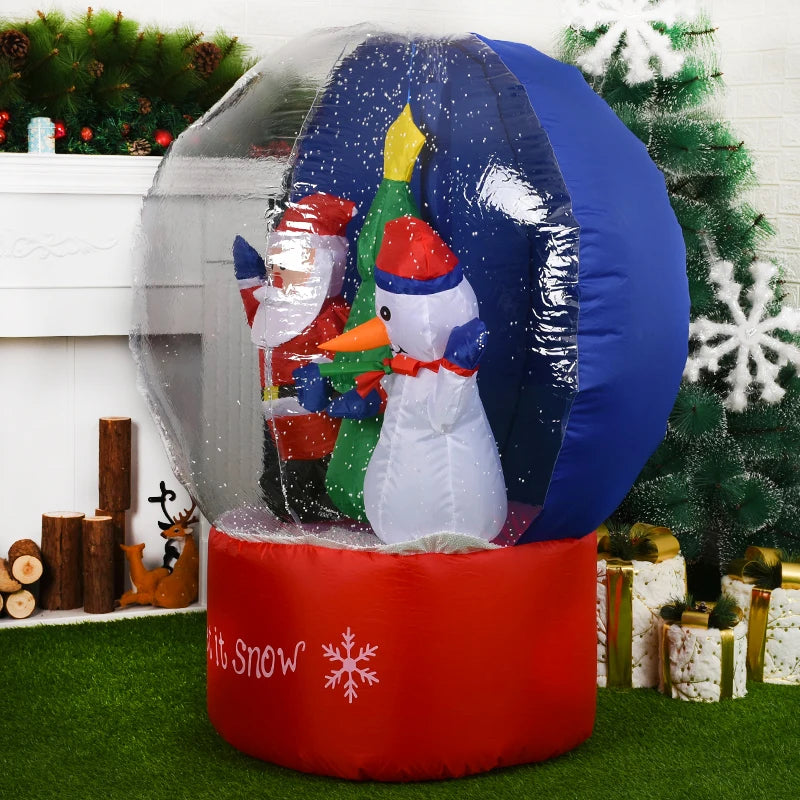 Christmas Inflatable Snow Globe Decoration with LED Lights – Santa & Tree