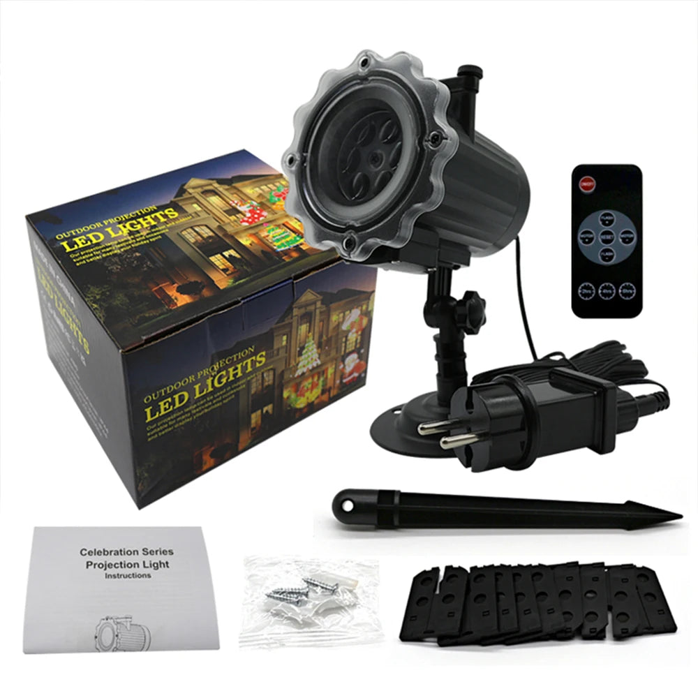 LED Christmas Snowflake Laser Projector Lights – Rotating Xmas Party Stage & Garden Decor