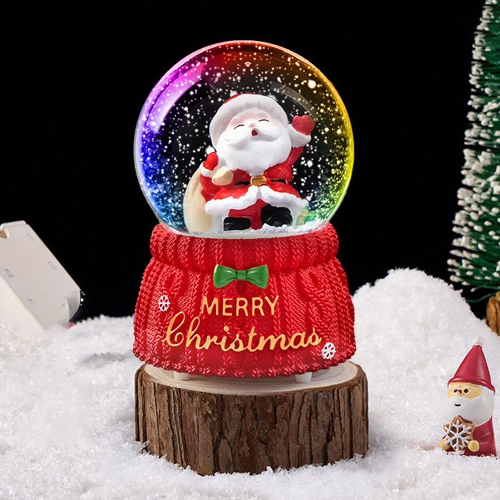 Christmas Snow Globe with 7-Color Lights & Music – Santa Musical Resin Decoration