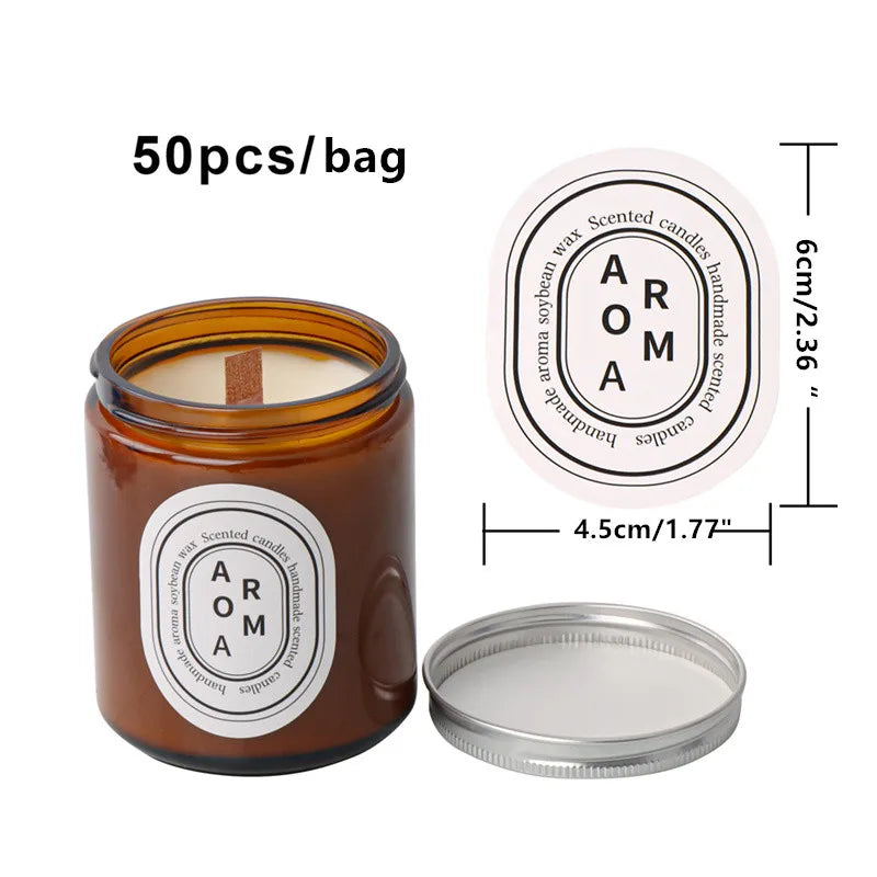 Self-Adhesive Candle Packaging Labels – Gift Box & Warning Seal Stickers