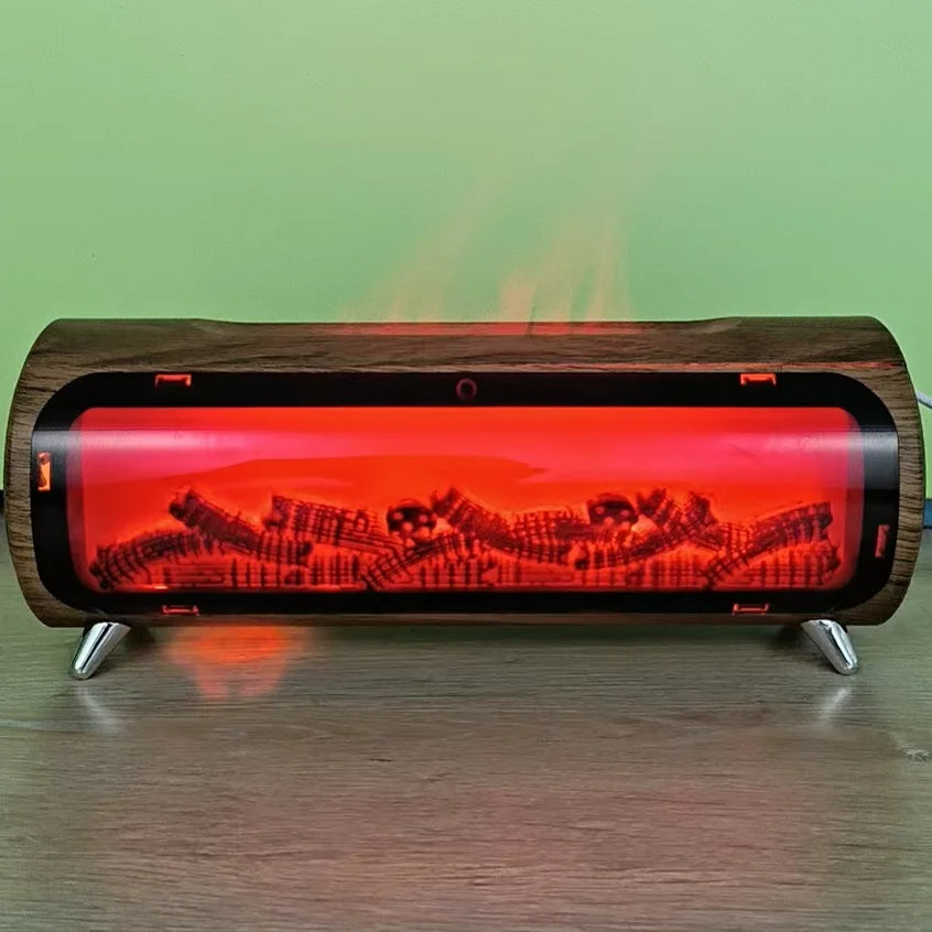 Mini Flame Air Humidifier & Aromatherapy Diffuser – Wood Grain