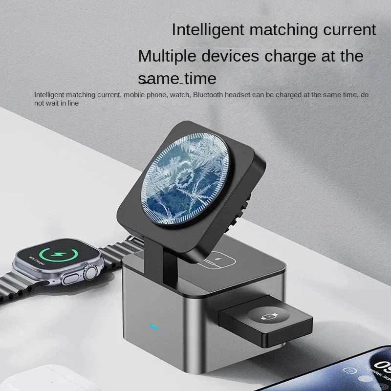 3-in-1 Magnetic Wireless Charging Station – 15W Fast Charger for iPhone, Apple Watch & AirPods