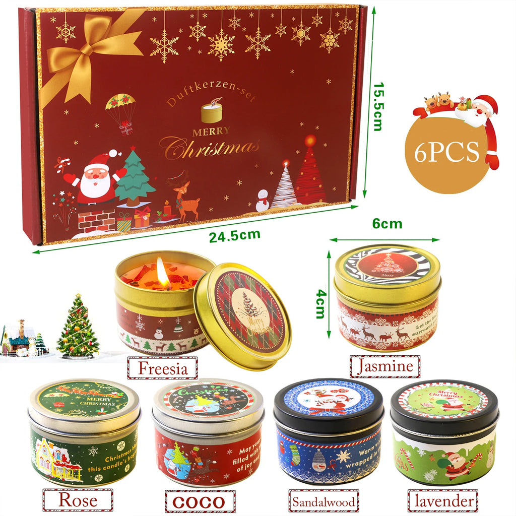 Christmas Scented Candle Gift Set – Aromatherapy Soy Wax with Dried Flowers