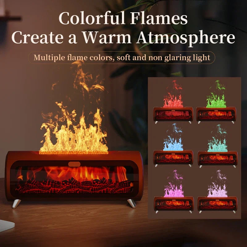 Mini Flame Air Humidifier & Aromatherapy Diffuser – Wood Grain