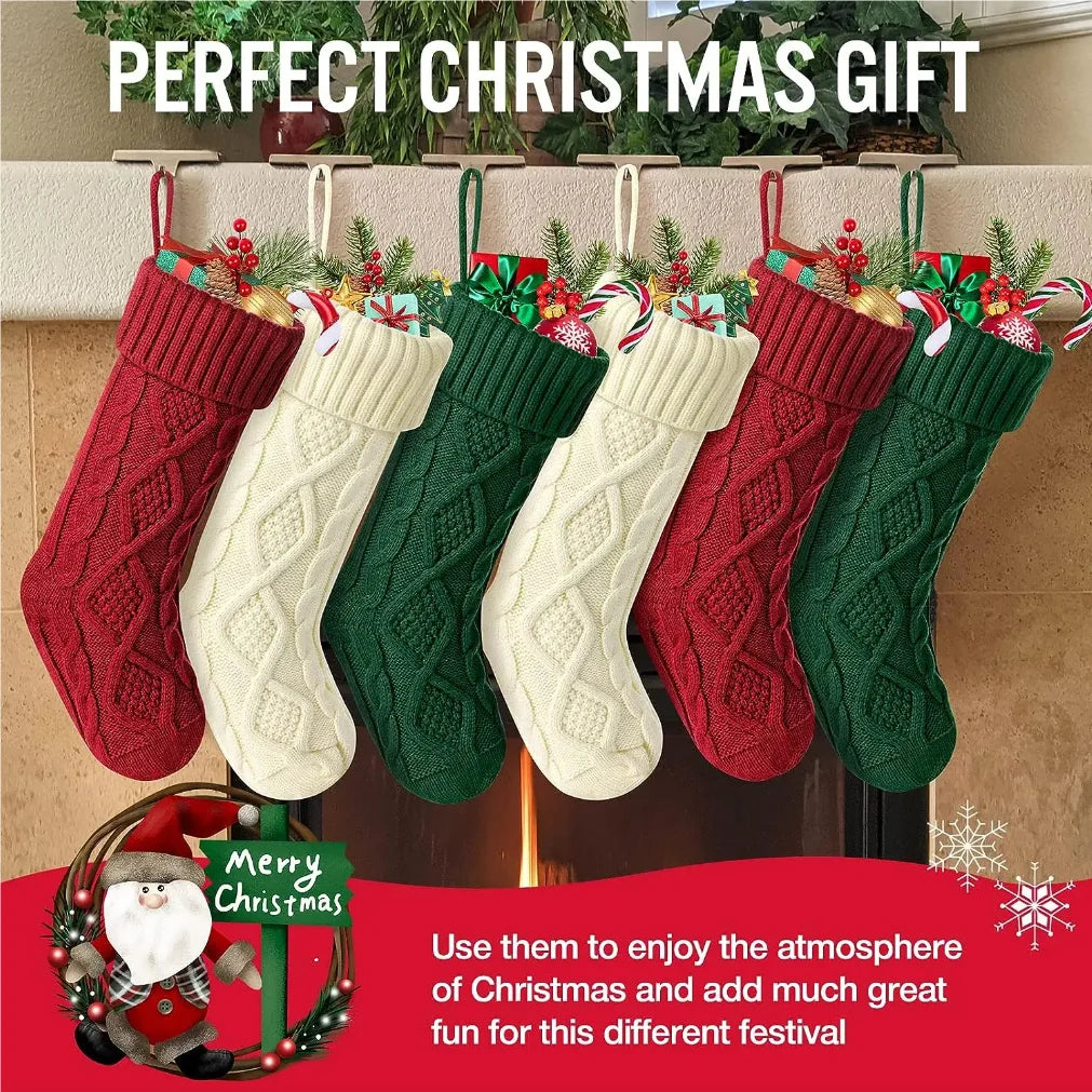 Large Cable Knit Christmas Stockings for Kids – Holiday Decoration