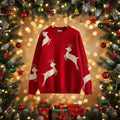 Cozy Unisex Christmas Reindeer Sweater – Oversized Holiday Pullover