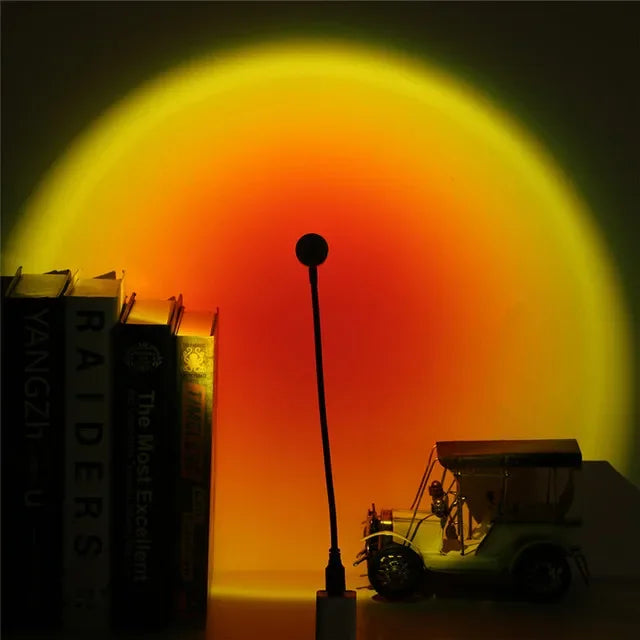 USB Sunset Projection Lamp – Rainbow Atmosphere Night Light for Photography & Decor