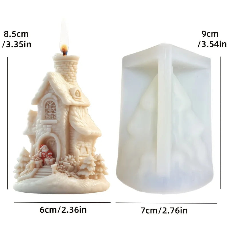 Christmas House Candle Mold – Santa Claus on Roof Silicone Mold