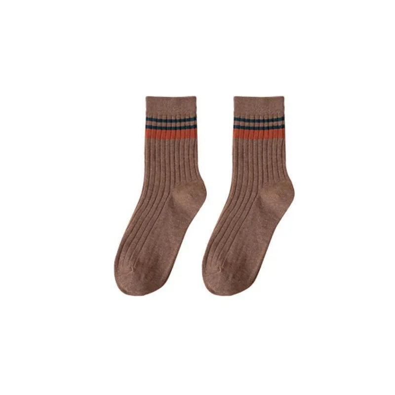 Men’s Striped Cotton Socks – Retro Harajuku Style Casual Spring Socks
