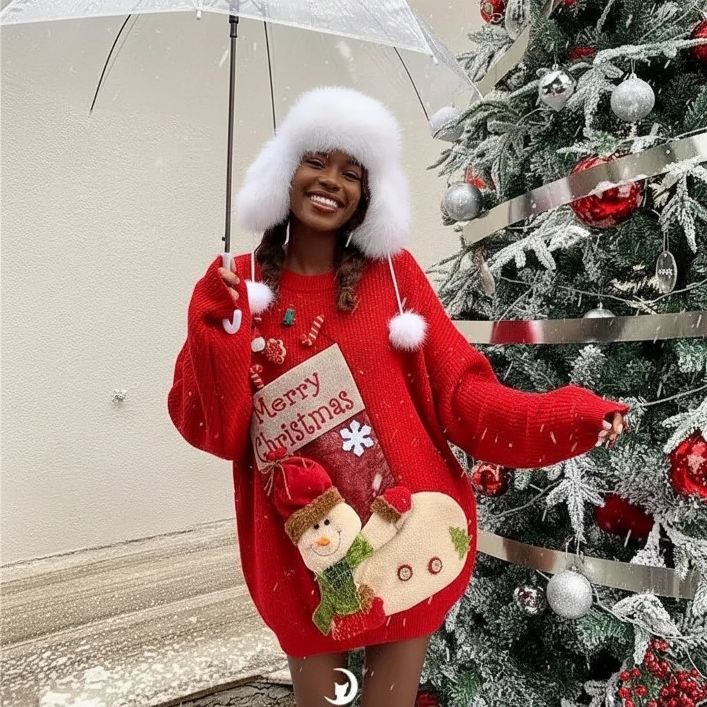 Women's Kawaii Christmas Sweater – Soft Knit Winter Pullover