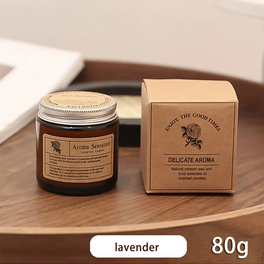 Brown Glass Aromatherapy Candle – Smokeless Scented Candle for Home & Gift